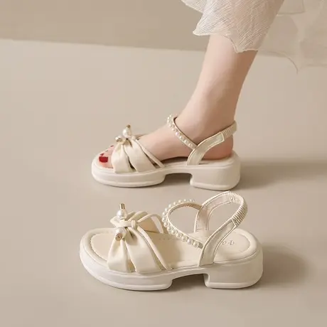 网红超火凉鞋女款夏季不累脚超软底百搭厚底仙女风沙滩凉鞋罗马鞋图片