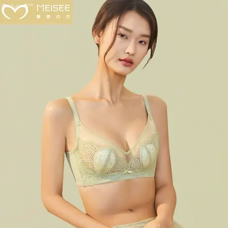 美思兔耳朵内衣女超薄款夏季文胸大胸显小防下垂防凸点胸罩水晶杯图片