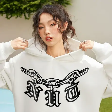 Nuthink加绒加厚420g重磅美式街头嘻哈卫衣潮牌男潮春季大码外套商品大图