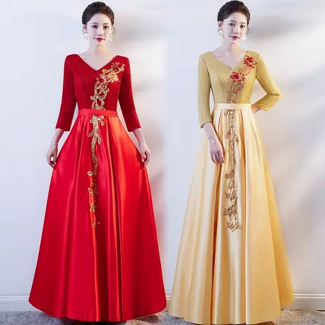 大合唱团演出服女气质长裙舞台表演服装指挥朗诵比赛主持人晚礼服商品大图