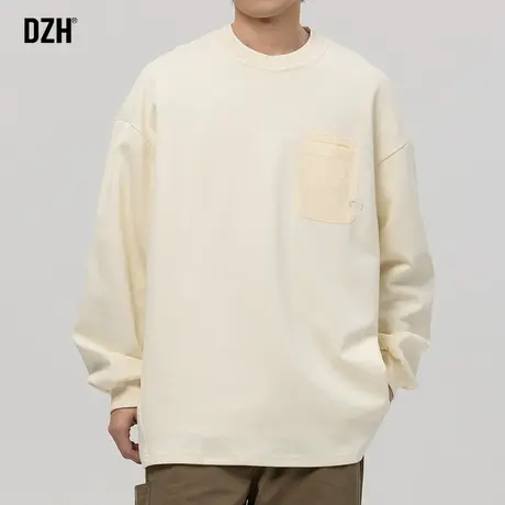 男士基础款套头卫衣男百搭宽松刺绣上衣2024年春季情侣内搭打底衫商品大图