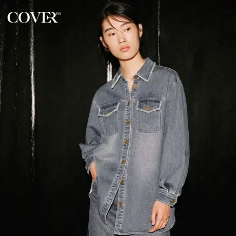 COVER2023秋季酵洗前短后长牛仔外套商品大图