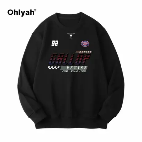 Ohlyah圆领卫衣男秋季潮牌印花宽松长袖内搭男女情侣装学生上衣服商品大图