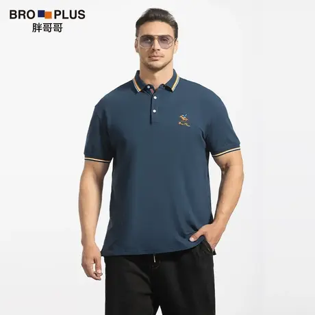胖哥哥纯棉刺绣商务大码短袖男宽松加肥加大男士polo衫高端T恤夏图片