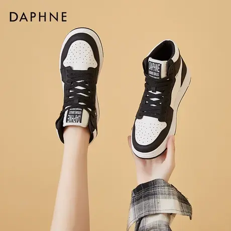 达芙妮女鞋2022年秋季新款高帮鞋女百搭学生运动休闲板鞋子ins潮商品大图