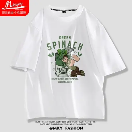 美式潮流短袖t恤男卡通印花纯棉宽松百搭ins内搭青少年休闲半袖衫商品大图