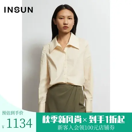 恩裳秋季半高领轻商务小众优雅气质上衣袖口设计衬衫女商品大图