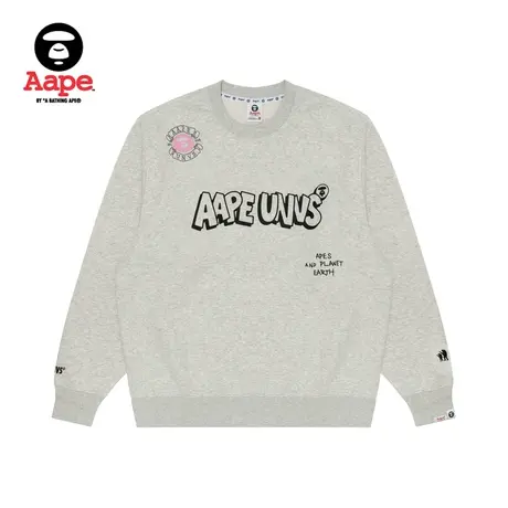 Aape旗舰店男装秋冬猿颜图案印花休闲薄绒圆领卫衣A321XAL商品大图