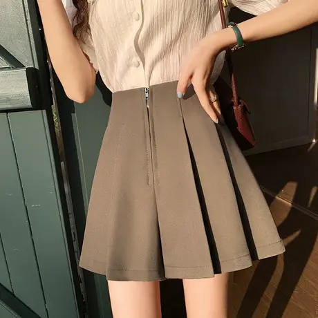 2023春夏季新款时尚高腰显瘦百褶阔腿裤裙女休闲西装舒适短裤子图片