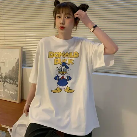 网红ins超火短袖t恤女夏季宽松韩版学生原宿bf慵懒风半袖上衣服潮商品大图