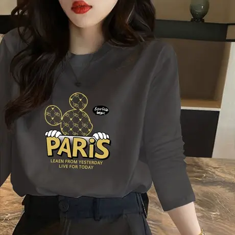 早秋2022新款别致独特上衣网红爆款小衫韩系时髦长袖正肩t恤女装商品大图