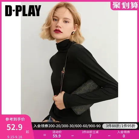 DPLAY【惠品】2023秋新经典黑半高领小衫简约通勤面膜衣打底上衣商品大图