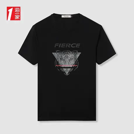 海一家时尚动物印花短T新款基础日常舒适休闲短袖T恤男图片