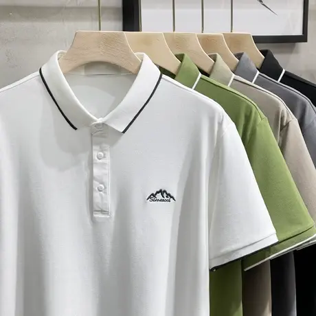 polo衫短袖男士2023夏季新款修身透气珠地棉男士半袖T恤翻领夏装商品大图
