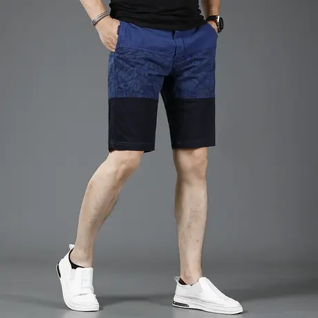 2023新款蓝色迷彩短裤男休闲裤夏季薄款五分裤修身拼接潮牌中裤男商品大图
