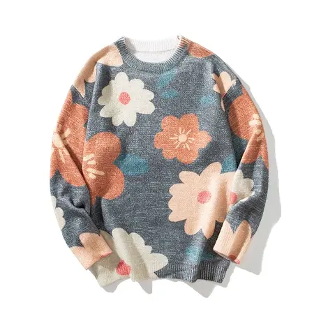 2023新款爆款春秋冬季男士毛衣针织衫印花韩版潮流百搭宽松打底衫商品大图