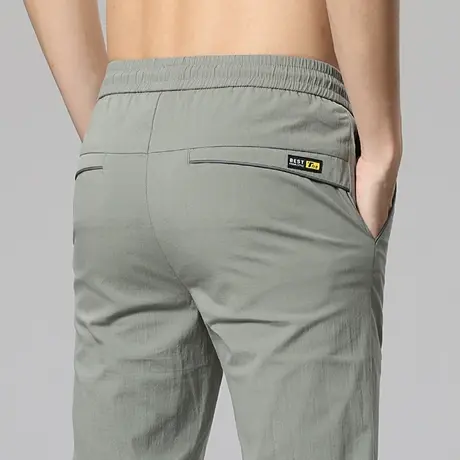 高端丝滑男裤夏季超薄款男士休闲长裤子冰丝宽松直筒透气夏天夏装商品大图