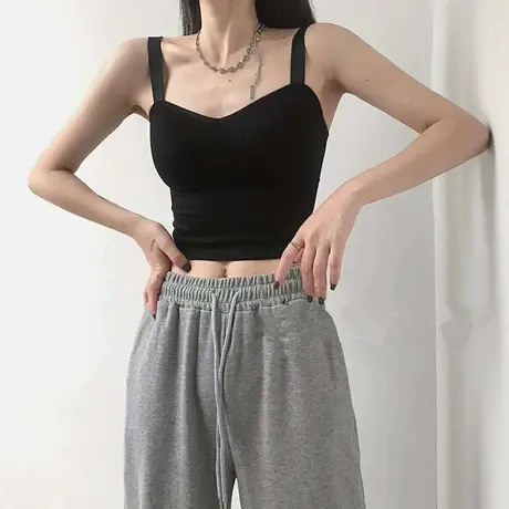 辣妹无钢圈美背文胸带胸垫抹胸裹胸内搭别致打底小吊带背心女上衣商品大图