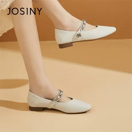 Josiny/卓诗尼玛丽珍鞋女2024春新款复古浅口粗跟高级感气质单鞋商品大图