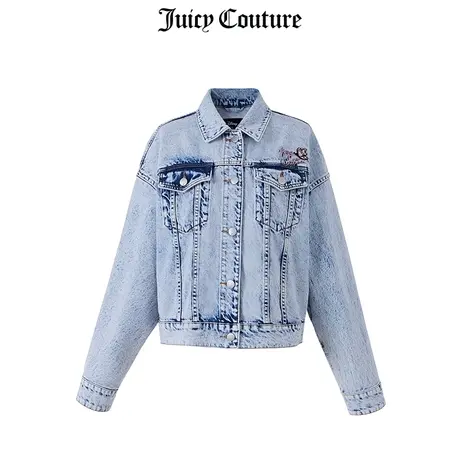 Juicy Couture橘滋显瘦秋季新款BAMBI联名复古水洗牛仔短外套女图片