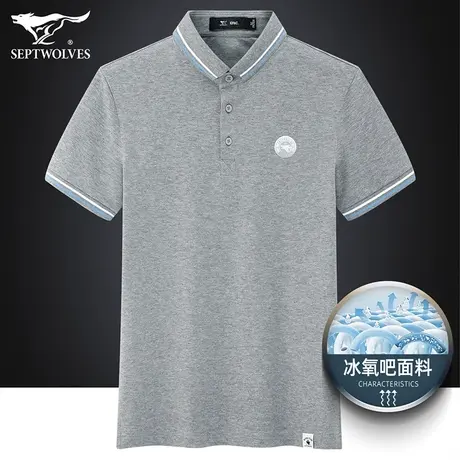 七匹狼狼族生活翻领短袖t恤男Polo衫2023夏季冰氧吧体恤帅气上衣商品大图