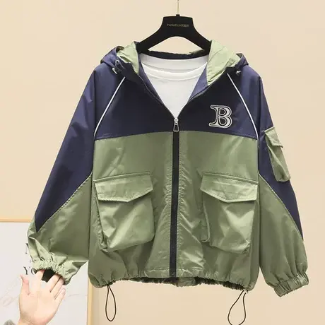 连帽工装外套女秋季2023新款宽松韩版时尚百搭休闲短款长袖上衣潮图片