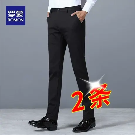 罗蒙休闲裤男修身中年直筒商务男士西裤春夏款爸爸宽松弹力裤子男商品大图