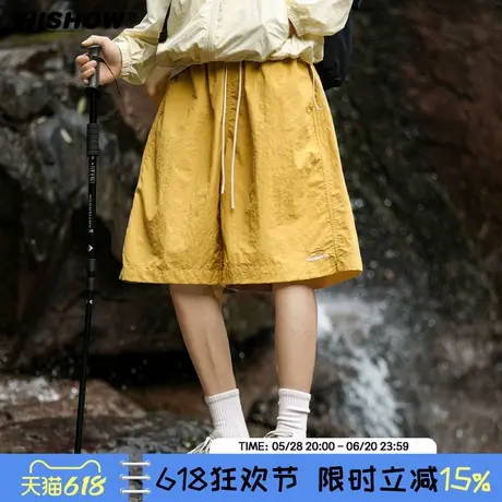 VIISHOW轻薄透气运动休闲夏季短裤男女纯色潮流宽松百搭五分裤子商品大图