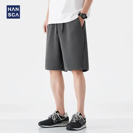 hansca法国罗纹针织短裤男2025夏季薄款透气凉感休闲五分运动卫裤图片