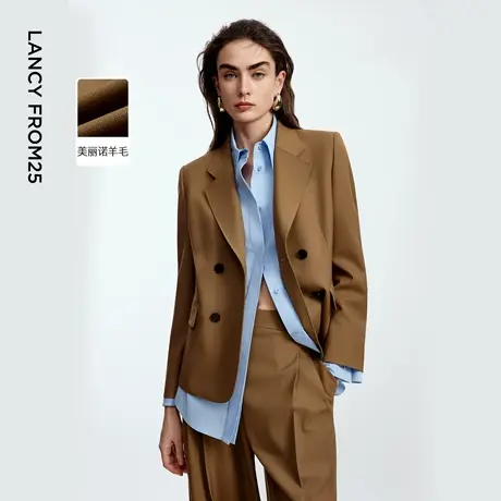 朗姿纯羊毛正肩西服复古美拉德高级感气质通勤外套2025年秋季新款图片