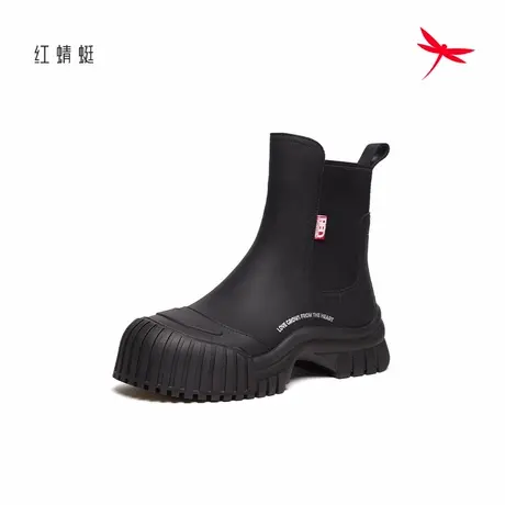 红蜻蜓女靴秋季时尚厚底靴子女百搭舒适短筒靴圆头英伦切尔西靴女商品大图