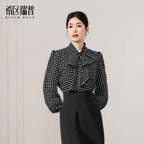 希区瑞普2025早秋新款衬衫设计感小众波点长袖雪纺衬衫轻熟风百搭商品大图