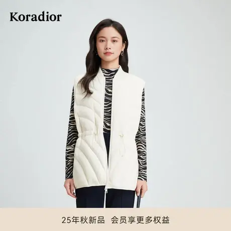 珂莱蒂尔秋季90鹅绒休闲羽绒薄马甲女简约立领短款保暖背心商品大图