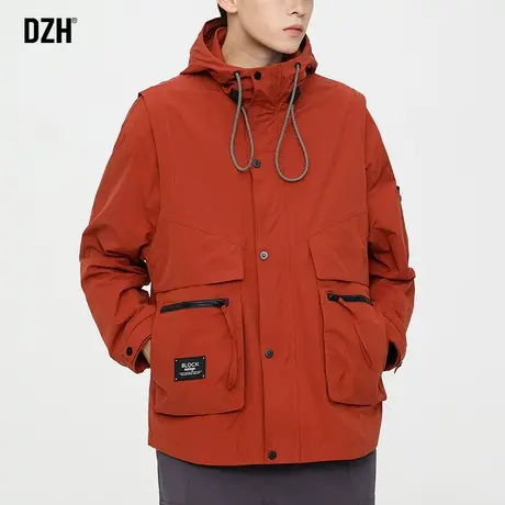 男士红色工装外套男衣服男款秋装2023新款登山服户外冲锋衣高级感商品大图
