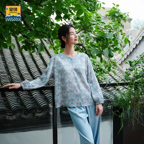 爱慕皇锦(合)真丝女士家居中式趴领套头分身-花蝶影丛HJ21553商品大图