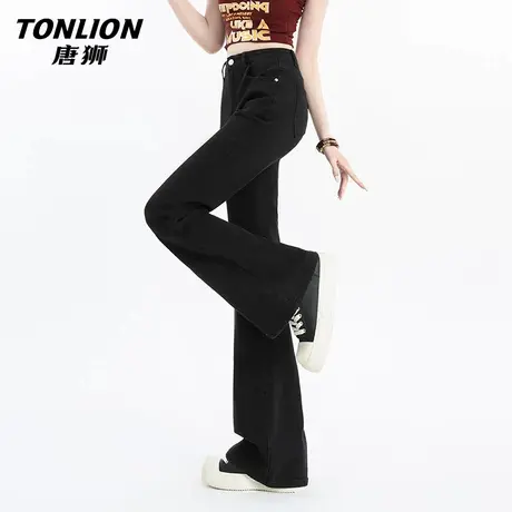 唐狮官方修身牛仔裤女2026新款春美式辣妹微喇裤高腰阔腿休闲裤VC图片