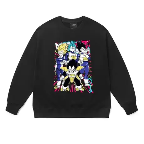 日系动漫七龙珠圆领卫衣长袖重磅落肩大码悟空贝吉塔多种形态上衣图片