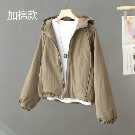 2023年冬季新款防风连帽短款外套棉衣女休闲宽松厚夹克衫夹棉棉服图片