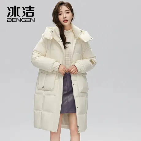 冰洁2023秋冬新款女士中长款羽绒服时尚休闲韩版保暖直筒加厚XFF图片