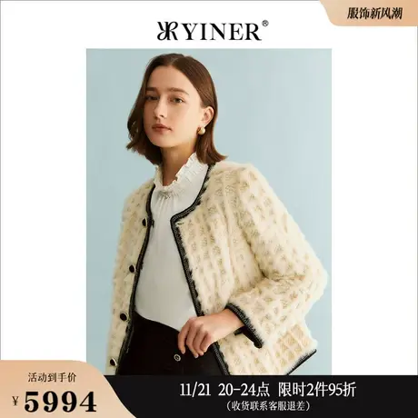 YINER音儿专选女装冬季水貂毛皮兔毛皮草闪丝短外套商品大图
