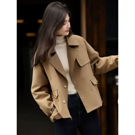 时尚休闲外套2023年冬季新款女装翻领加厚款气质百搭韩版短款上衣商品大图