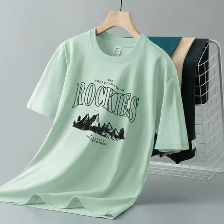 重磅美式纯棉短袖t恤男装2024新款夏季宽松上衣服全棉半袖体恤衫图片