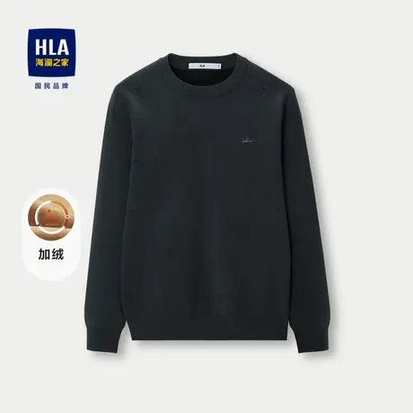 HLA/海澜之家含莫代尔长袖针织衫23秋冬新圆领加厚保暖修身毛衣男商品大图