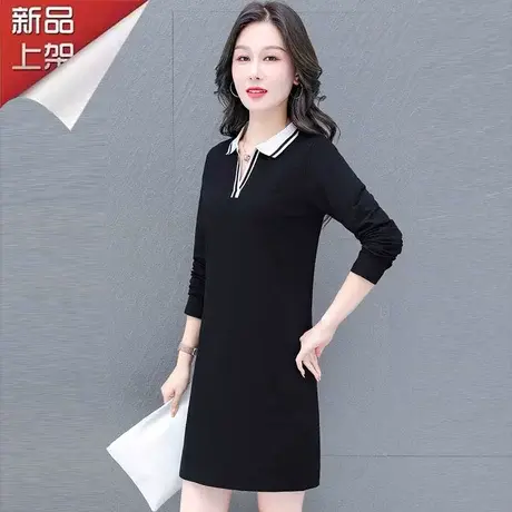 恋上17号polo领连衣裙小个子2023新款宽松休闲中长款春秋纯棉长袖商品大图