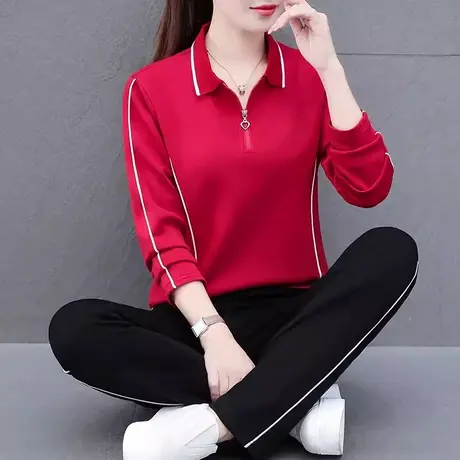 恋上17号立领运动套装女春秋2023新款妈妈时尚宽松休闲秋装卫衣商品大图