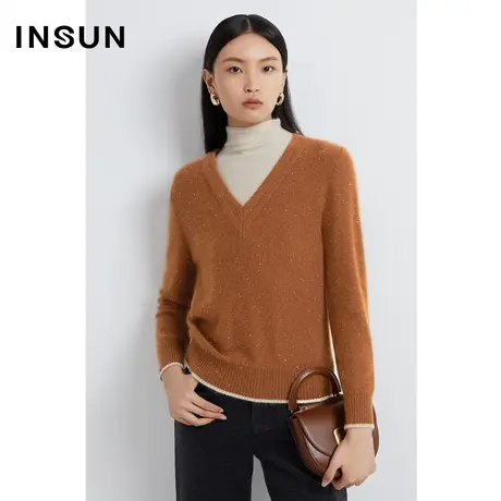 INSUN恩裳线上专选冬季假两件打底吸睛珠片毛织衫图片