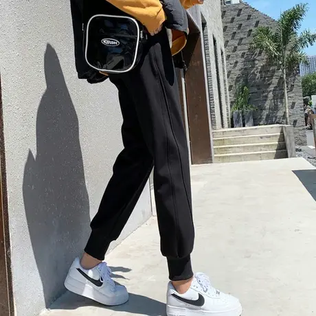 哈伦裤女秋冬季加绒宽松卫裤小个子高腰显瘦直筒休闲运动束脚长裤商品大图