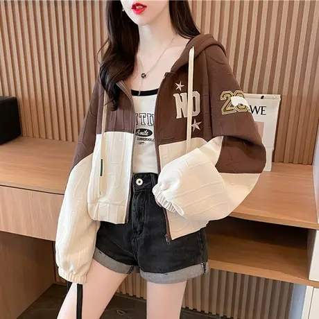 早秋短款外套女2023新款春秋季韩版宽松初秋薄款小个子开衫棒球服商品大图