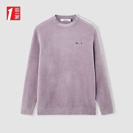 海一家保暖加绒毛衣2023冬季新款时尚基础休闲长袖针织衫男图片