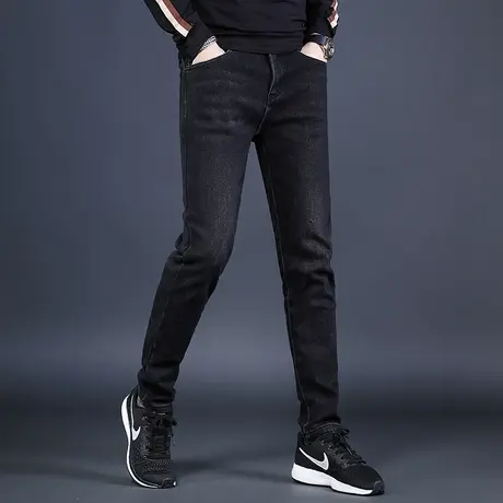 香港春秋季牛仔裤男2022年新款修身小脚裤黑色弹力男士裤子男春季商品大图